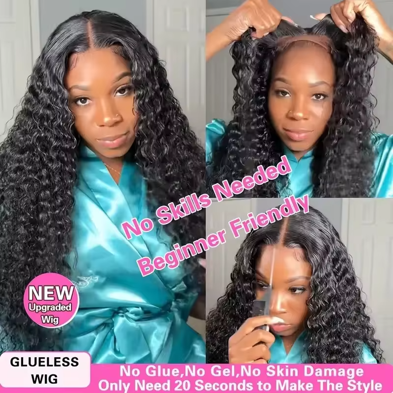 Glueless Wigs Human Hair Easy Wear Go Lace Front Wigs Pre Cut Lace, Ready To Go Full HD Lace Frontal Water Wave Wig