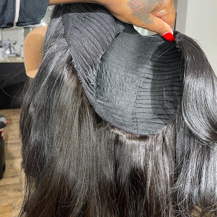 Cheap Glueless No Lace Super Natural Look Brazilian Remy Hair Straigh Body Wave U Part Human Hair Wigs