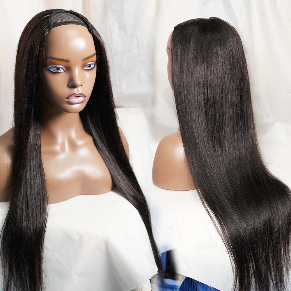 Cheap Glueless No Lace Super Natural Look Brazilian Remy Hair Straigh Body Wave U Part Human Hair Wigs