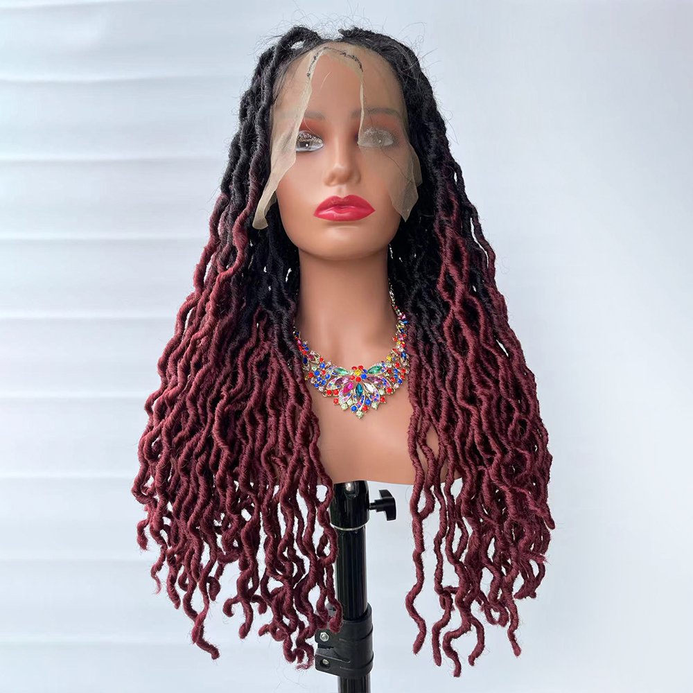 AliLeader Synthetic Lace Frontal Gypsy Locs 20 inch Heat Resistant Gypsy Faux Locs Ombre Blonde Brown Wig for Black Women