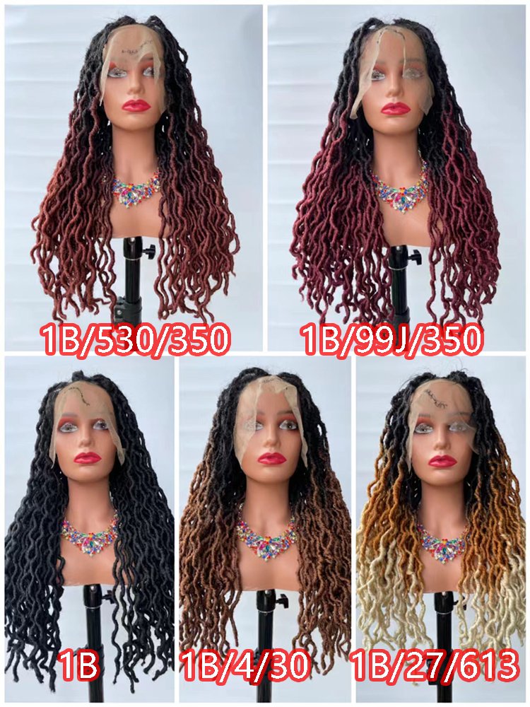 AliLeader Synthetic Lace Frontal Gypsy Locs 20 inch Heat Resistant Gypsy Faux Locs Ombre Blonde Brown Wig for Black Women