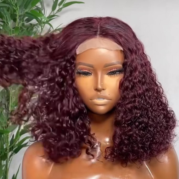 13x6 hd human hair lace front wig vendors 99j water wave bob virgin human hair wig