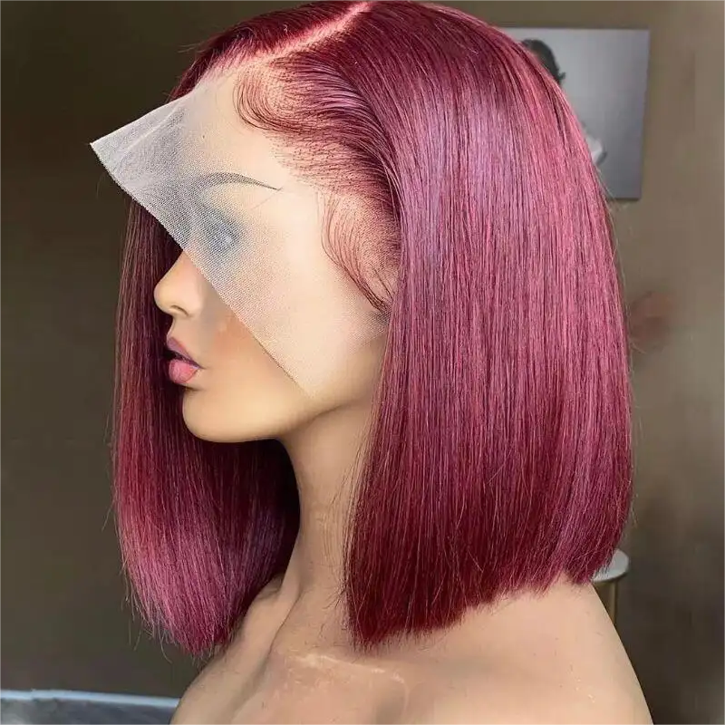 13x6 hd human hair lace front wig vendors 99j water wave bob virgin human hair wig