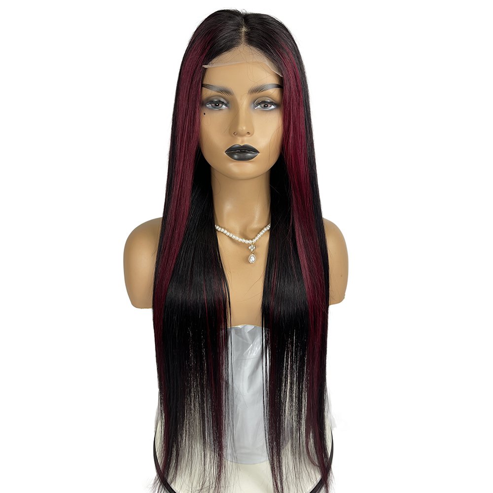 Cheap 30 32 34 36 38 40 50 inch human hair wigs in bulk, p1b/99j highlight ombre brazilian human virgin hair wig large stock