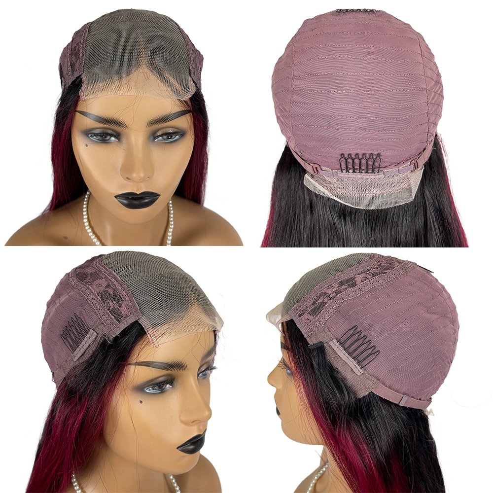 Cheap 30 32 34 36 38 40 50 inch human hair wigs in bulk, p1b/99j highlight ombre brazilian human virgin hair wig large stock