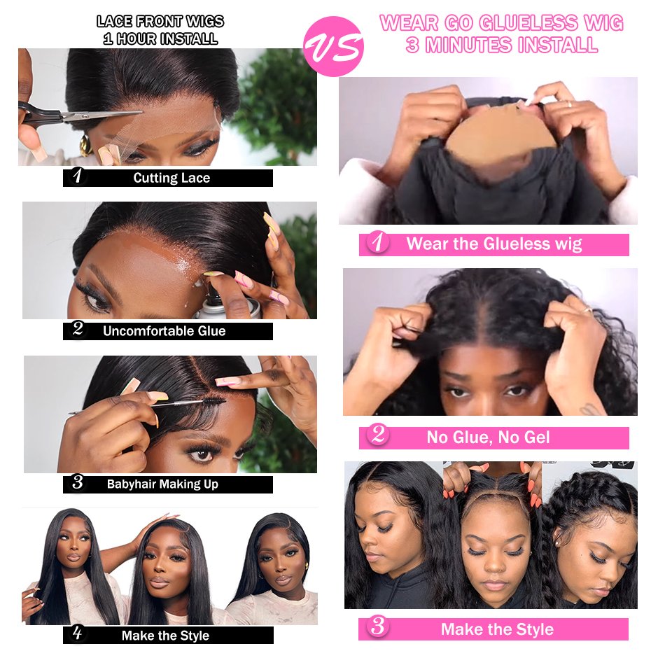 Pre Cut Wear And Go Glueless Wigs Human Hair 13x6 Full Hd Transparent Lace Front Wig Natural Human Hair Wigs For Black Women