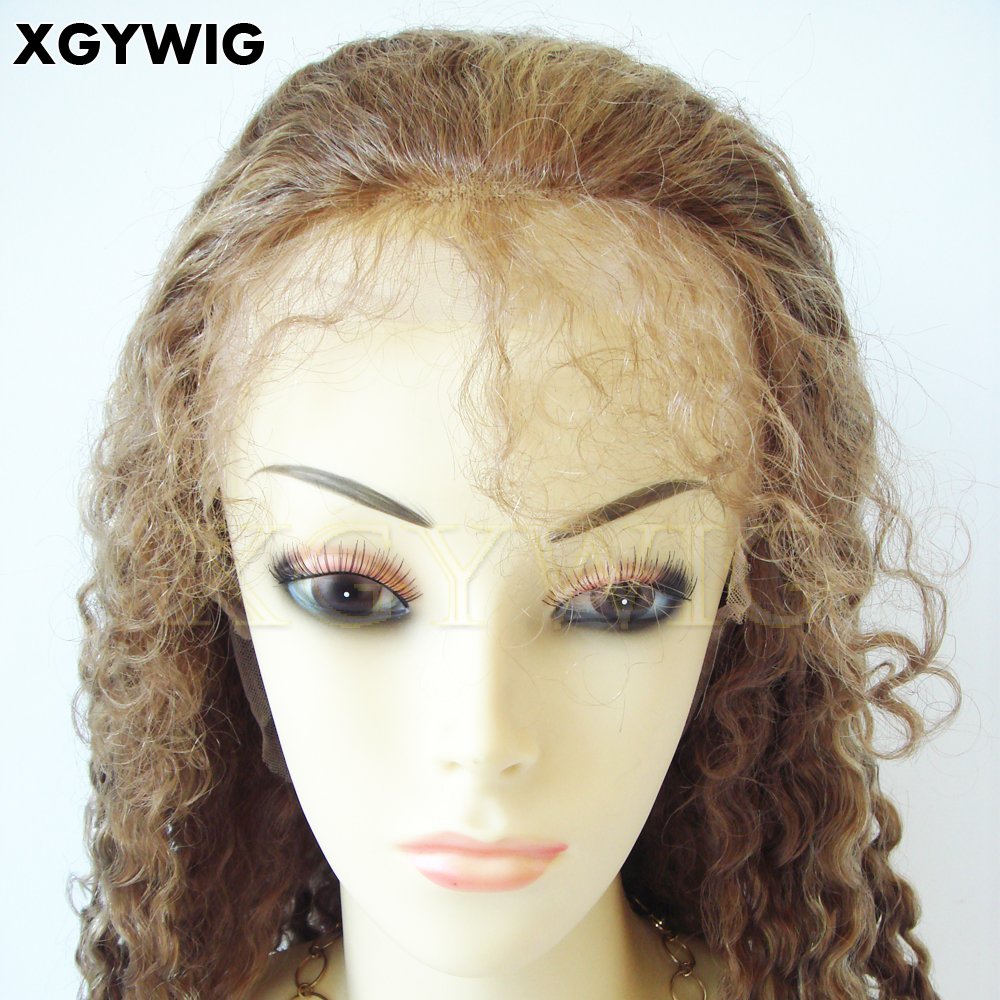 10"-26" Stock 100% virgin Brazilian Human Hair 8/613 highlight color transparent Deep Curly Celebrity long blonde full lace wigs
