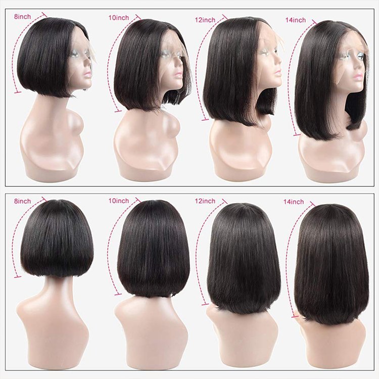 8-14'' Bob Wig Silky Straight Unprocessed Short Human Hair Bob Wig Brazilian Cuticle Aligned HD Lace Frontal Bob Human Hair Wigs