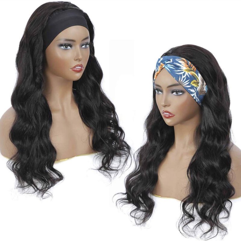 Letsfly Headband Wig Straight Remy Brazilian Human Hair Scarf Wigs For Black Women Glueless Machine Made Wig