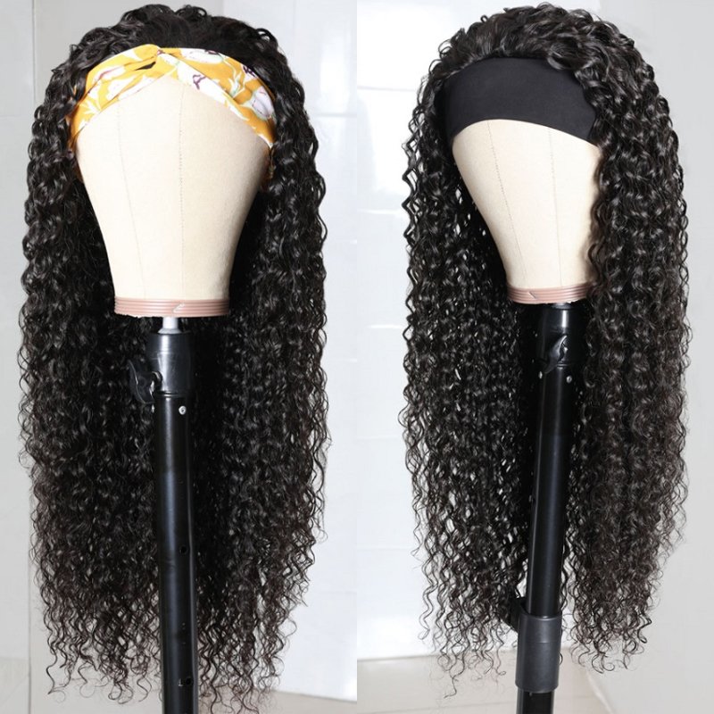 Letsfly Headband Wig Straight Remy Brazilian Human Hair Scarf Wigs For Black Women Glueless Machine Made Wig