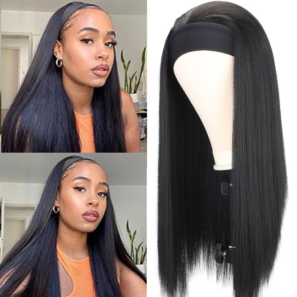 Letsfly Headband Wig Straight Remy Brazilian Human Hair Scarf Wigs For Black Women Glueless Machine Made Wig