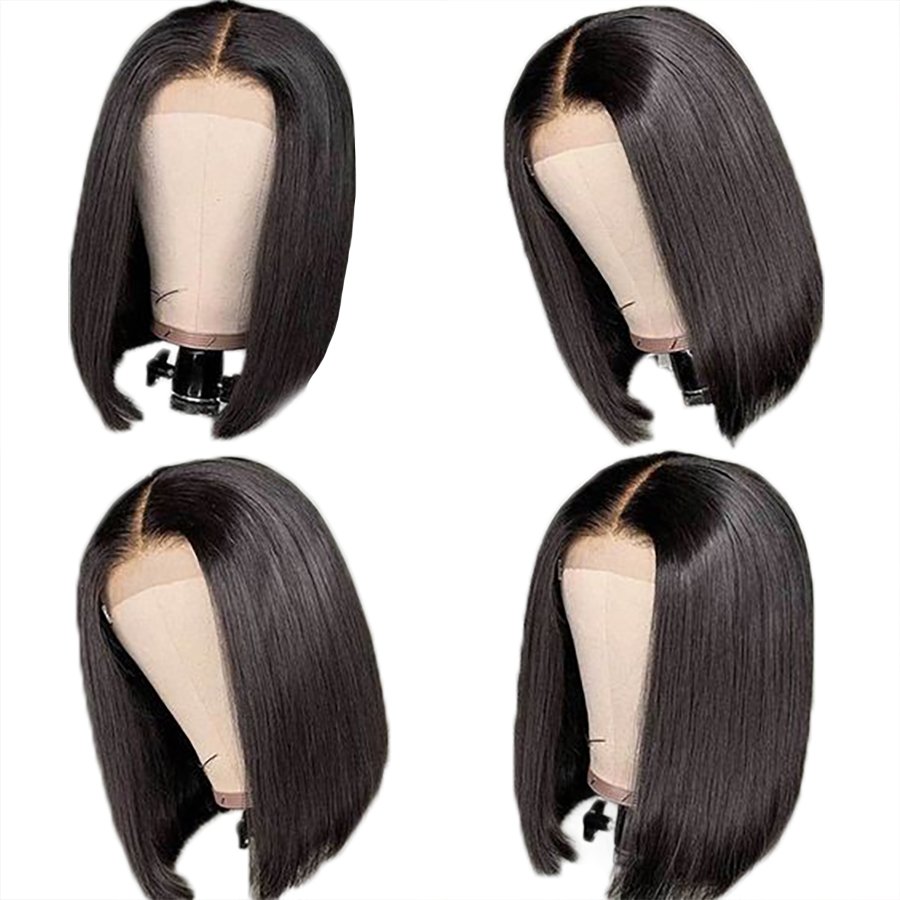 Wholesale 4x4 Lace Closure Short Bob Wig Unprocessed Raw Human Hair Wigs Mongolian Straight Bob Wigs For Black Women RUBE Hair