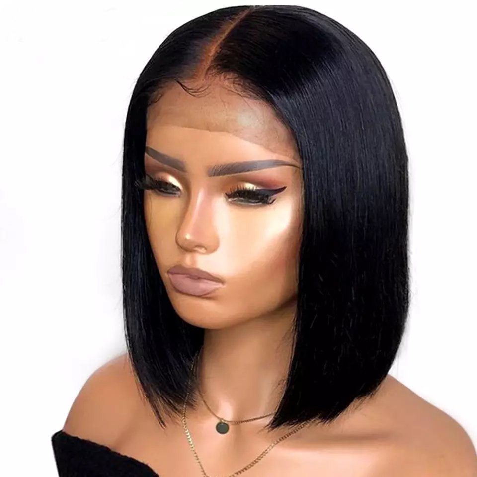 Lace Front Short Bob Wig Wholesale Straight Human Hair Fashion Brazilian Design 8 Inch Swiss Lace 100% Human Remy Virgin Hair