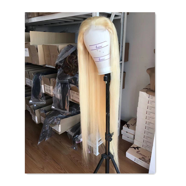 40inch long straight 613 platinum blonde human hair wigs lace front wig unit