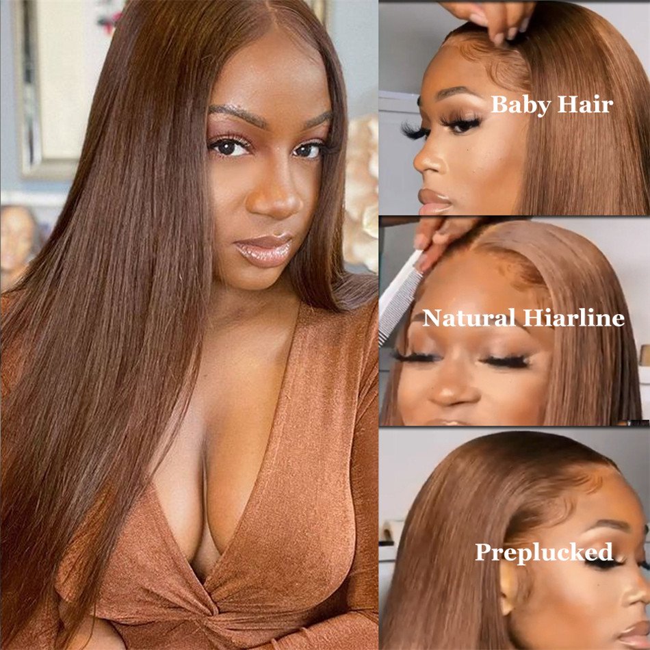Wholesale #30 Brown Wigs Human Hair Lace Front Full Lace Human Hair Wigs Cheap 30# Colored HD Lace Front Wigs For Black Women