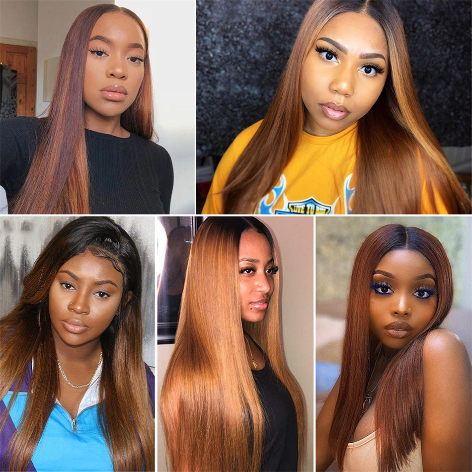 Wholesale #30 Brown Wigs Human Hair Lace Front Full Lace Human Hair Wigs Cheap 30# Colored HD Lace Front Wigs For Black Women