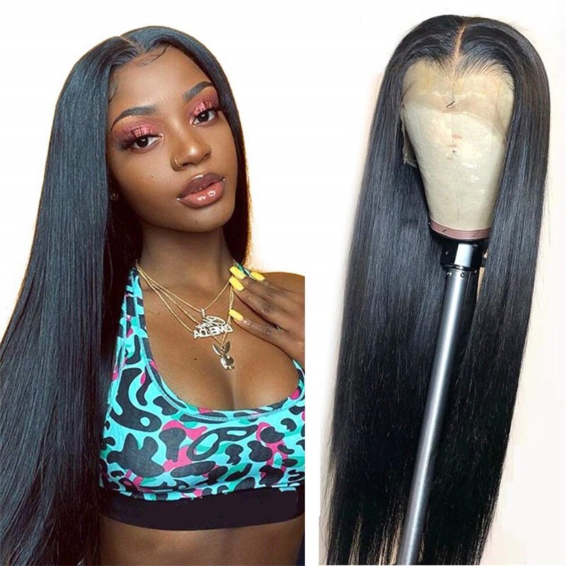 Hot Selling Wholesale Natural Straight Hair Transparent Lace Front Human Silky Hair Wigs