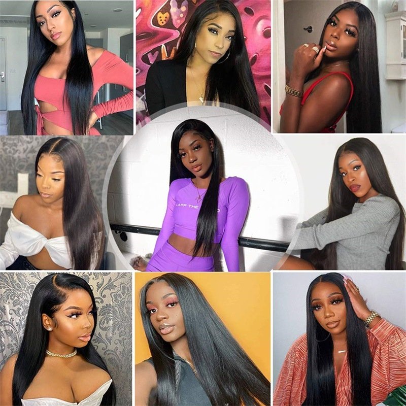 Hot Selling Wholesale Natural Straight Hair Transparent Lace Front Human Silky Hair Wigs