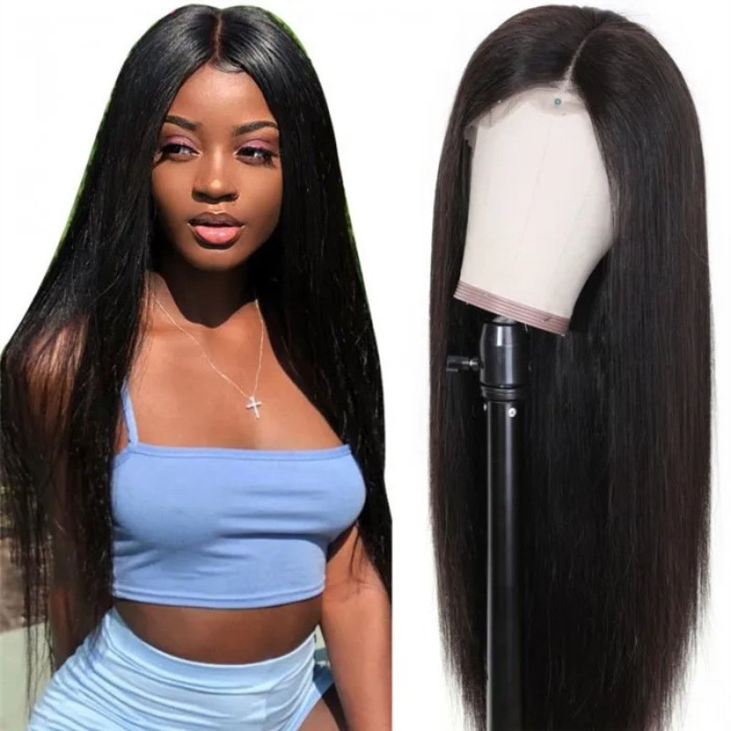 Hot Selling Wholesale Natural Straight Hair Transparent Lace Front Human Silky Hair Wigs