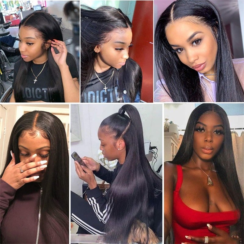 Hot Selling Wholesale Natural Straight Hair Transparent Lace Front Human Silky Hair Wigs