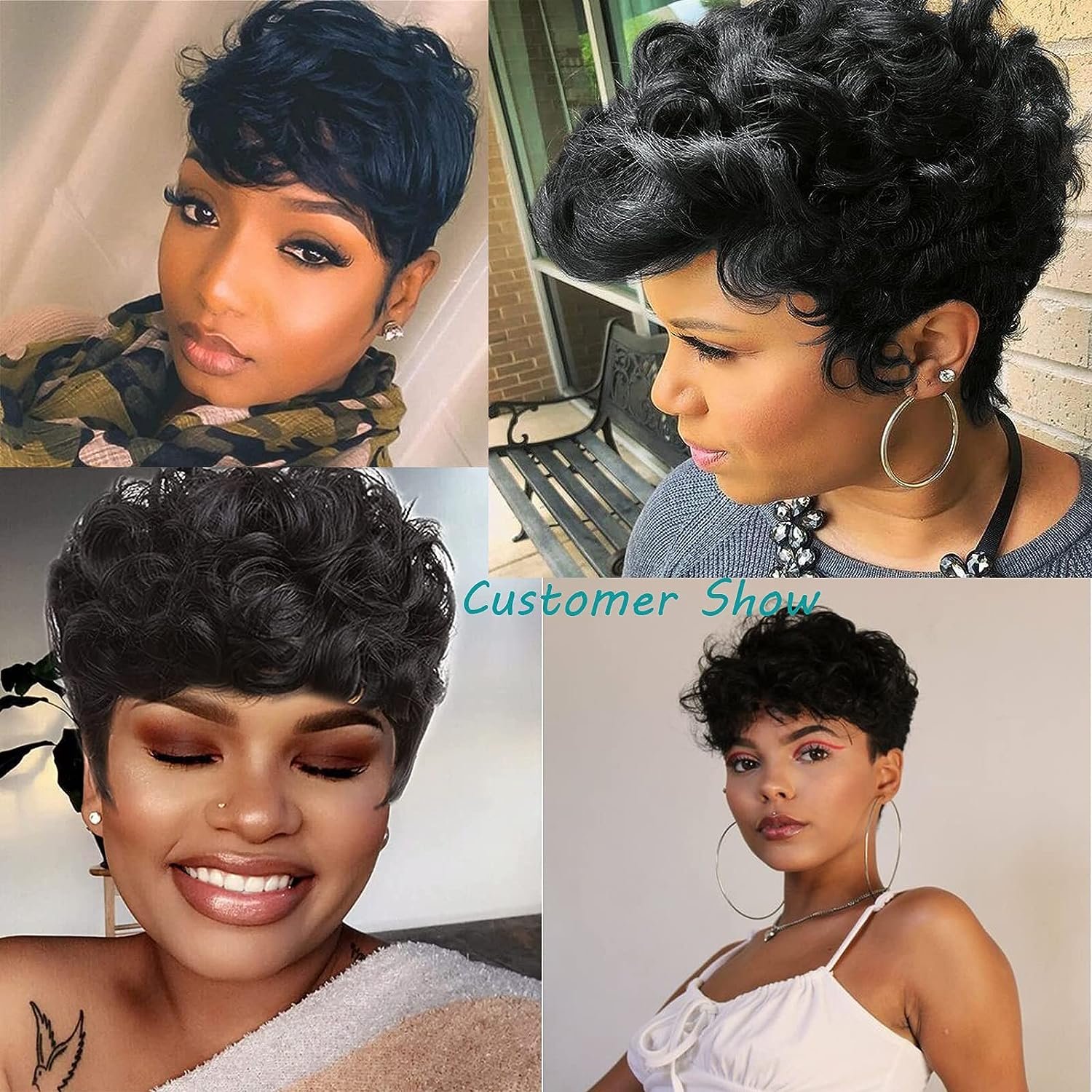 180% Density Perruque Short Pixie Cut Wig Natural Black 13x4 Human Hair Pixie Bob Wig With Bleached KnotWith Baby Hair For Women