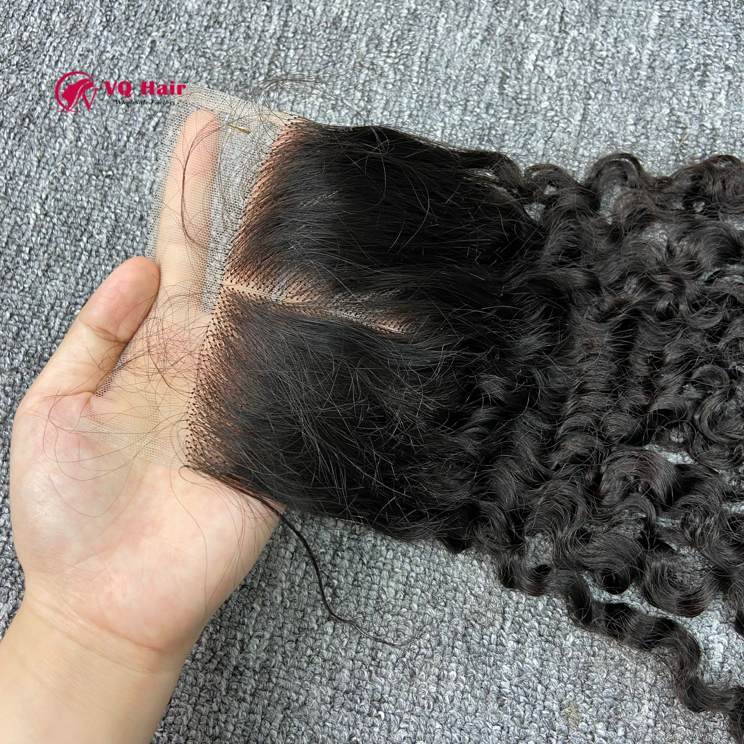 Transparent lace HD Lace Closure Burmese Curly Human Hair 4x4 5x5 6x6 7x7 Vietnamese Raw Hair