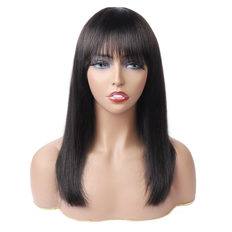 Rosspretty wholesale none lace quality 100% virgin brazilian machine made fringe bob bang human hair wigs
