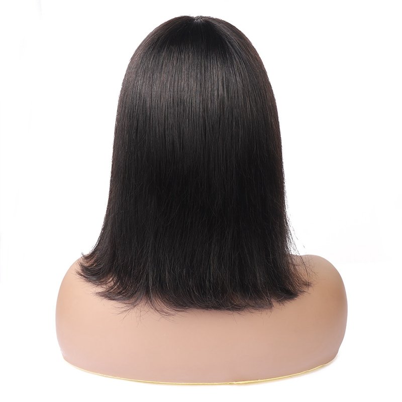 Rosspretty wholesale none lace quality 100% virgin brazilian machine made fringe bob bang human hair wigs