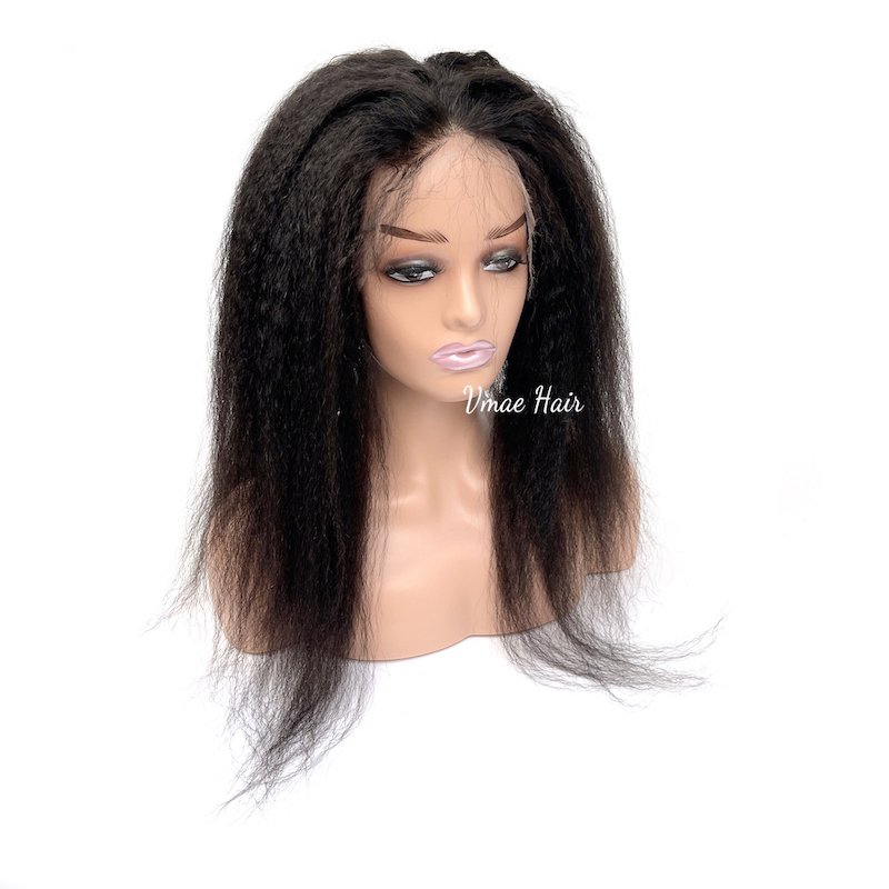 VMAE Wholesale Indian Unprocessed Virgin Raw Coarse Kinky Straight 13*6 HD Human Hair Lace Front Wig For Women Human Hair Wigs