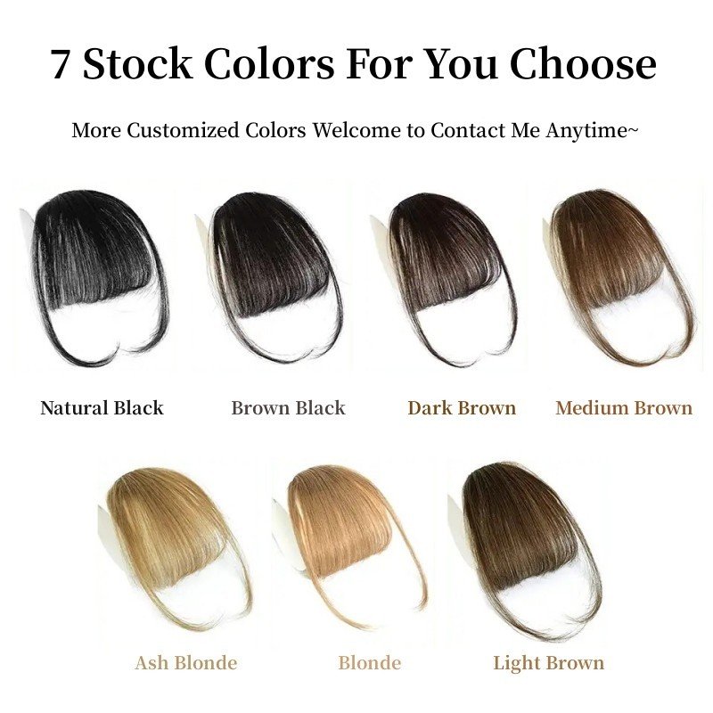Bulk Stock Blunt Air Bangs With Clip Real Human Hair Clip-In Extension Fringe Natural Hairpiece Air Bangs Blond