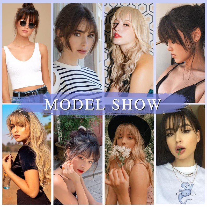 Bulk Stock Blunt Air Bangs With Clip Real Human Hair Clip-In Extension Fringe Natural Hairpiece Air Bangs Blond