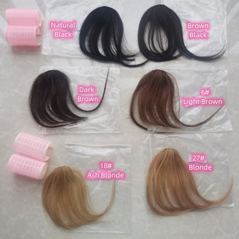 Bulk Stock Blunt Air Bangs With Clip Real Human Hair Clip-In Extension Fringe Natural Hairpiece Air Bangs Blond