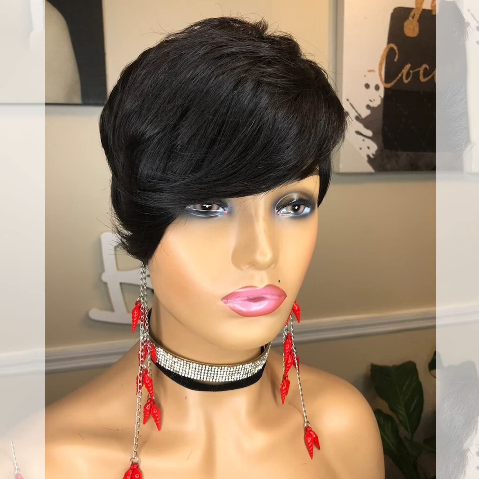 Wholesale Short Human Hair Wigs Pixie Cut Straight Brazilian Hair Wigs For Black Women Machine Made Cheap Glueless Wigs