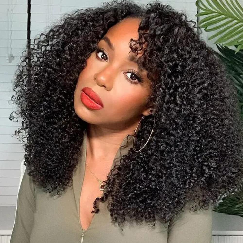 Hot selling V Part Kinky Curly jerry curly Wigs Human Hair Glueless 100% human hair wigs for black women