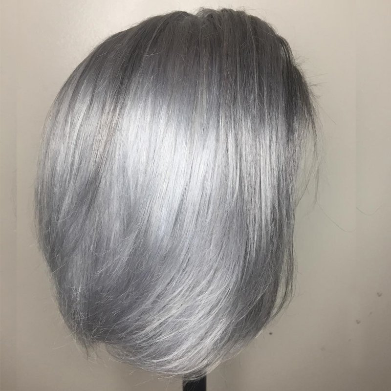 Short straight gray bob human hair wigs salt and pepper natural silver grey wig for black women real hair wigs