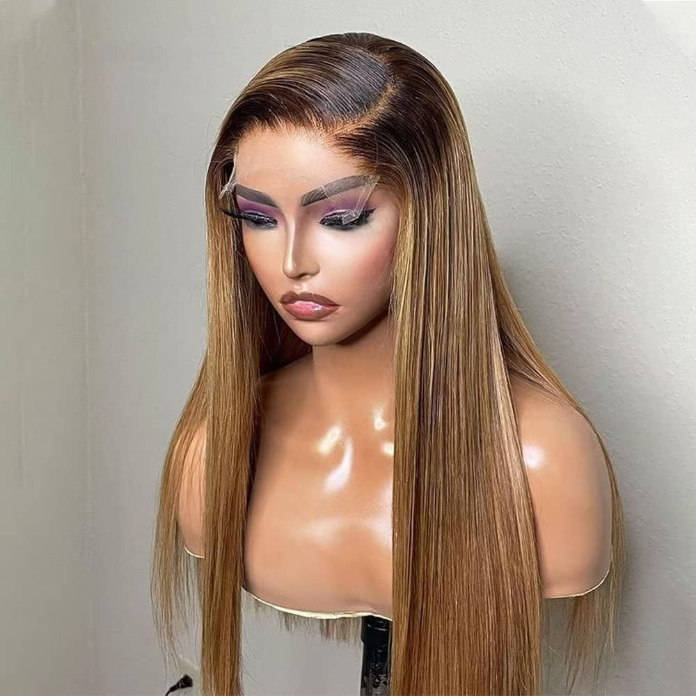 13*4 13*6 HD #T4-27 Ombre Straight Lace Frontal Human Hair Wigs For Black Women Factory Wholesale Cheap Gluess Wig