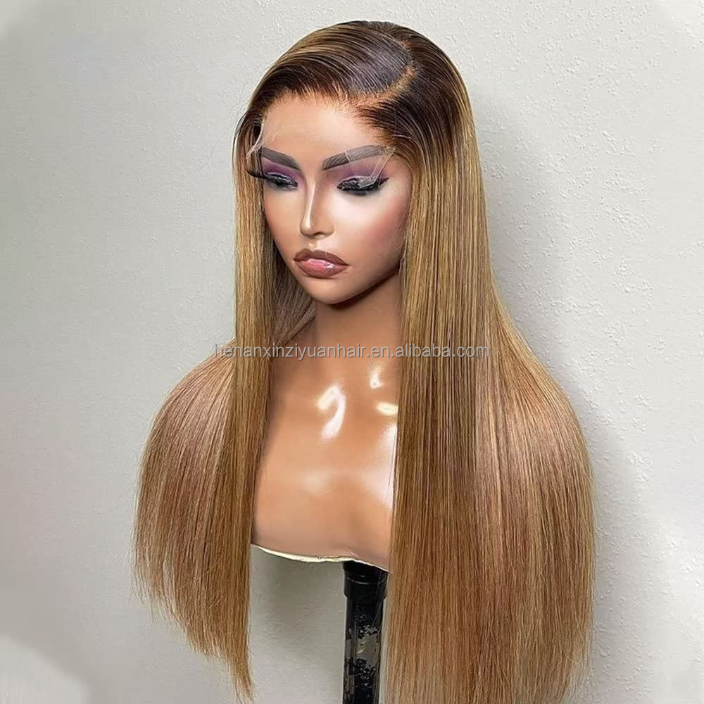 13*4 13*6 HD #T4-27 Ombre Straight Lace Frontal Human Hair Wigs For Black Women Factory Wholesale Cheap Gluess Wig