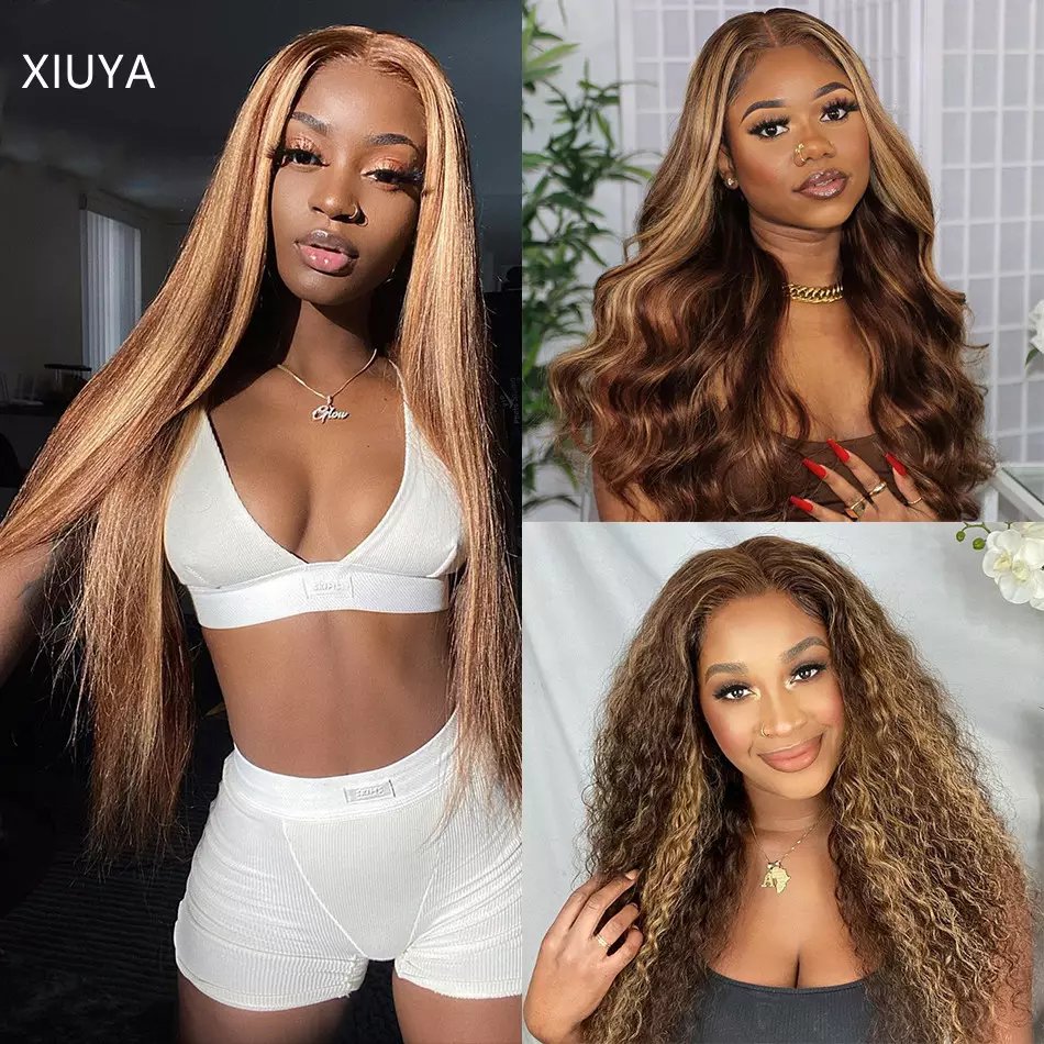 New Design Human Hair Lace Frontal Wig Swiss Lace Front Wigs Transparent Virgin Brazilian P4 27 30 Color 4x4 13x4 lace wig