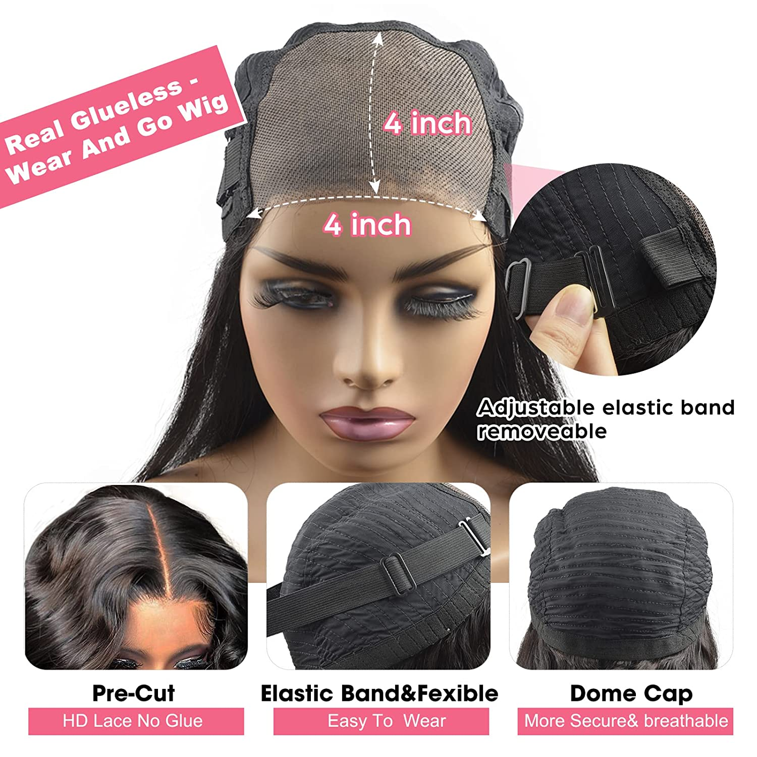 Wear and go glueless human hair wig 5x5 hd lace frontal cuticle aligned hair lace wigs, Thin Transparent HD lace frontal wigs
