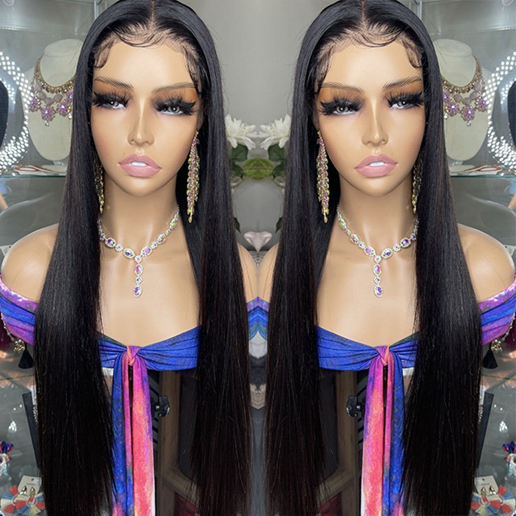 Remy Virgin Affordable Human Hair Premium Lace Wigs Prepluck Bone Straight 13X4 Lace Hd Frontal Wig