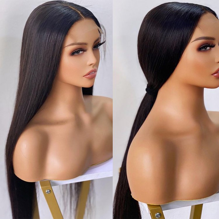 Remy Virgin Affordable Human Hair Premium Lace Wigs Prepluck Bone Straight 13X4 Lace Hd Frontal Wig