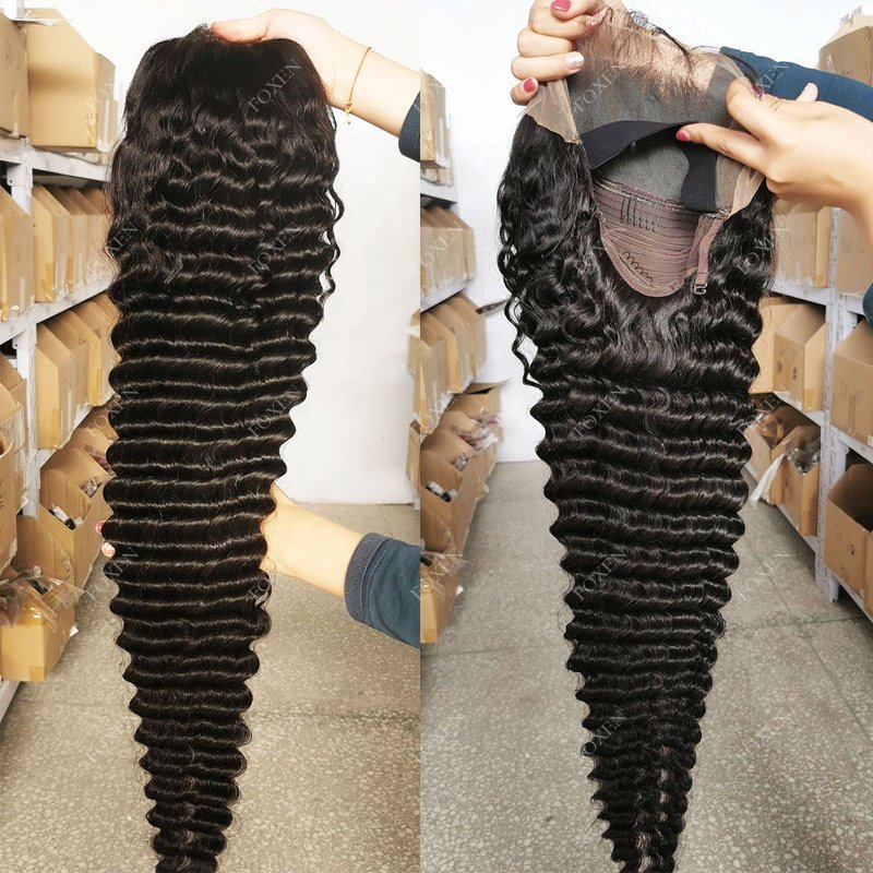 180 Density 13x6 Deep Wave Lace Front Wig Hd Lace Wig Raw Hair Wholesale Vendor Preplucked Bleached Knots Human Hair Lace Wig