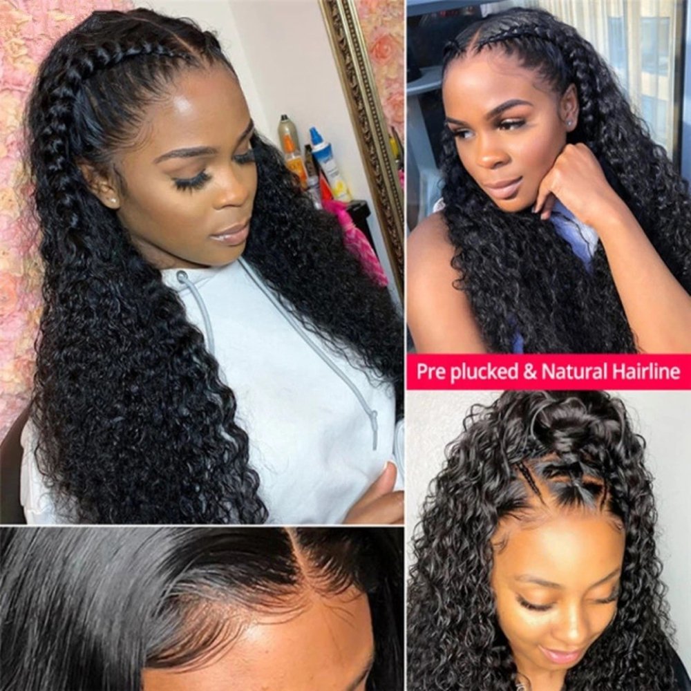 Wholesale 100% Brazilian Virgin Hair Vendor Black Women Curly Transparent Lace Frontal Human Hair Wigs