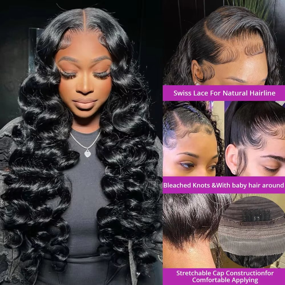 13x4 13x6 HD Transparent Lace Frontal Wig Loose Deep Wave Lace Front Human Hair Wigs Vendor, Pre Plucked Nature Wave Lace Wig