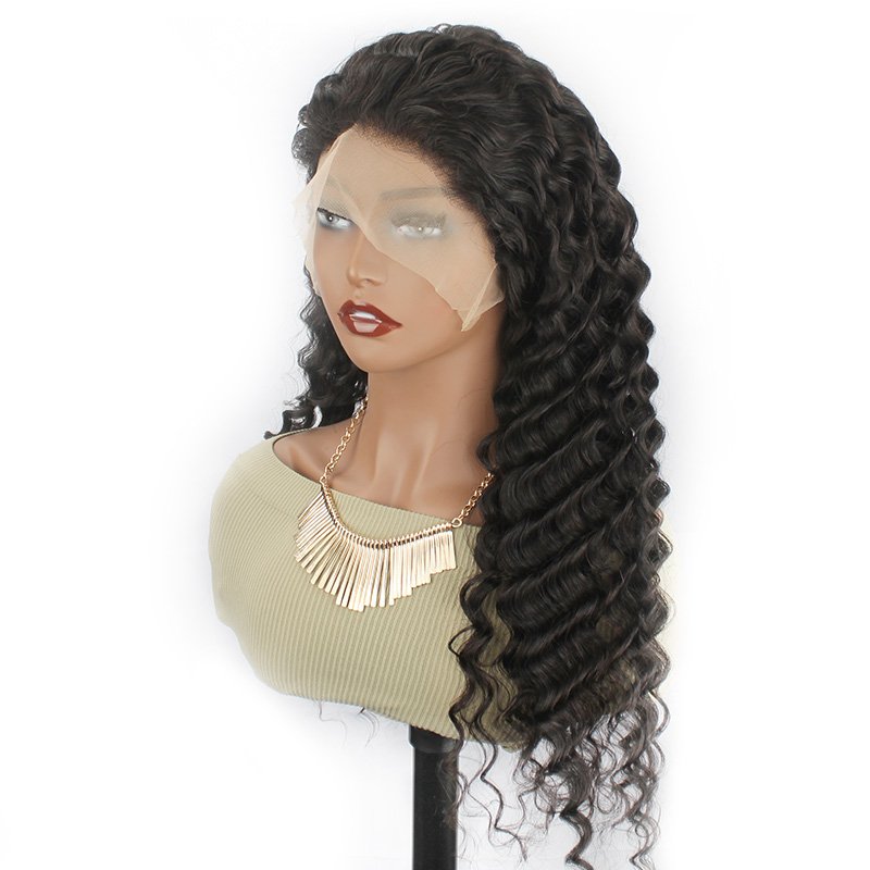 For black women 30 inch transparent hd 13*4 pre plucked blend long wet and wavy loose deep wave 13x4 lace front human hair wigs