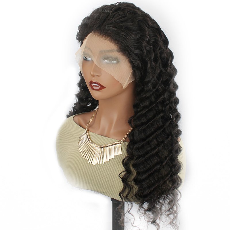 For black women 30 inch transparent hd 13*4 pre plucked blend long wet and wavy loose deep wave 13x4 lace front human hair wigs