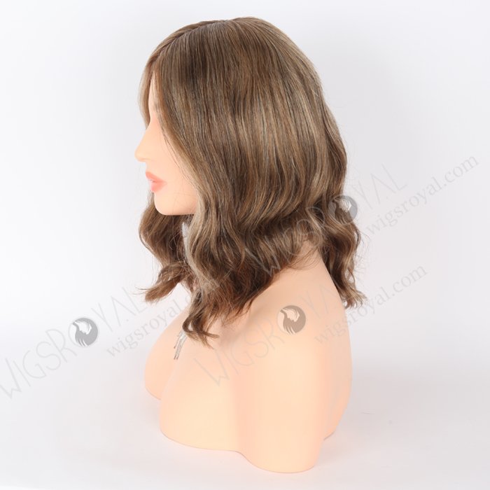 Monofilament Top Glueless Cap Wig Full Hand Tied Human Hair BOB Wig Style With Brown Color For White Women