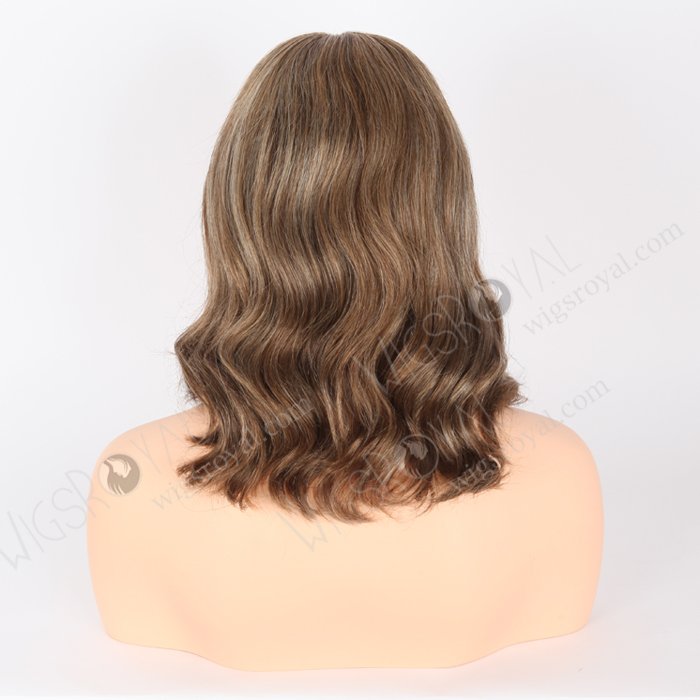 Monofilament Top Glueless Cap Wig Full Hand Tied Human Hair BOB Wig Style With Brown Color For White Women