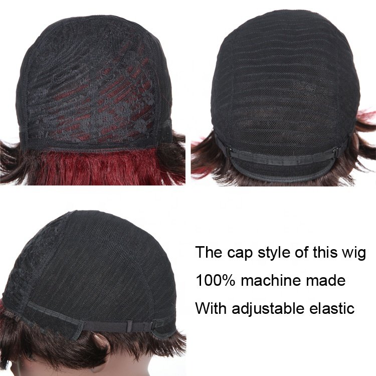 Wig vendor 150% 180% Density Machine Made Pixie Cut short human brazilian hair wigs Brown deep wave 100% human hair wigs