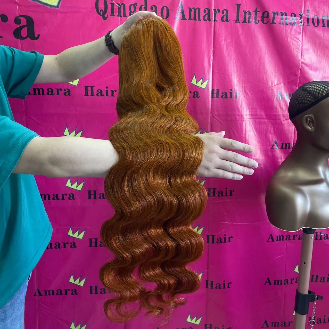 Amara ginger orange color body wave wig 13x4 lace or 13x6 lace frontal 100 human hair wigs 8-40 inch hot sale hair wig product